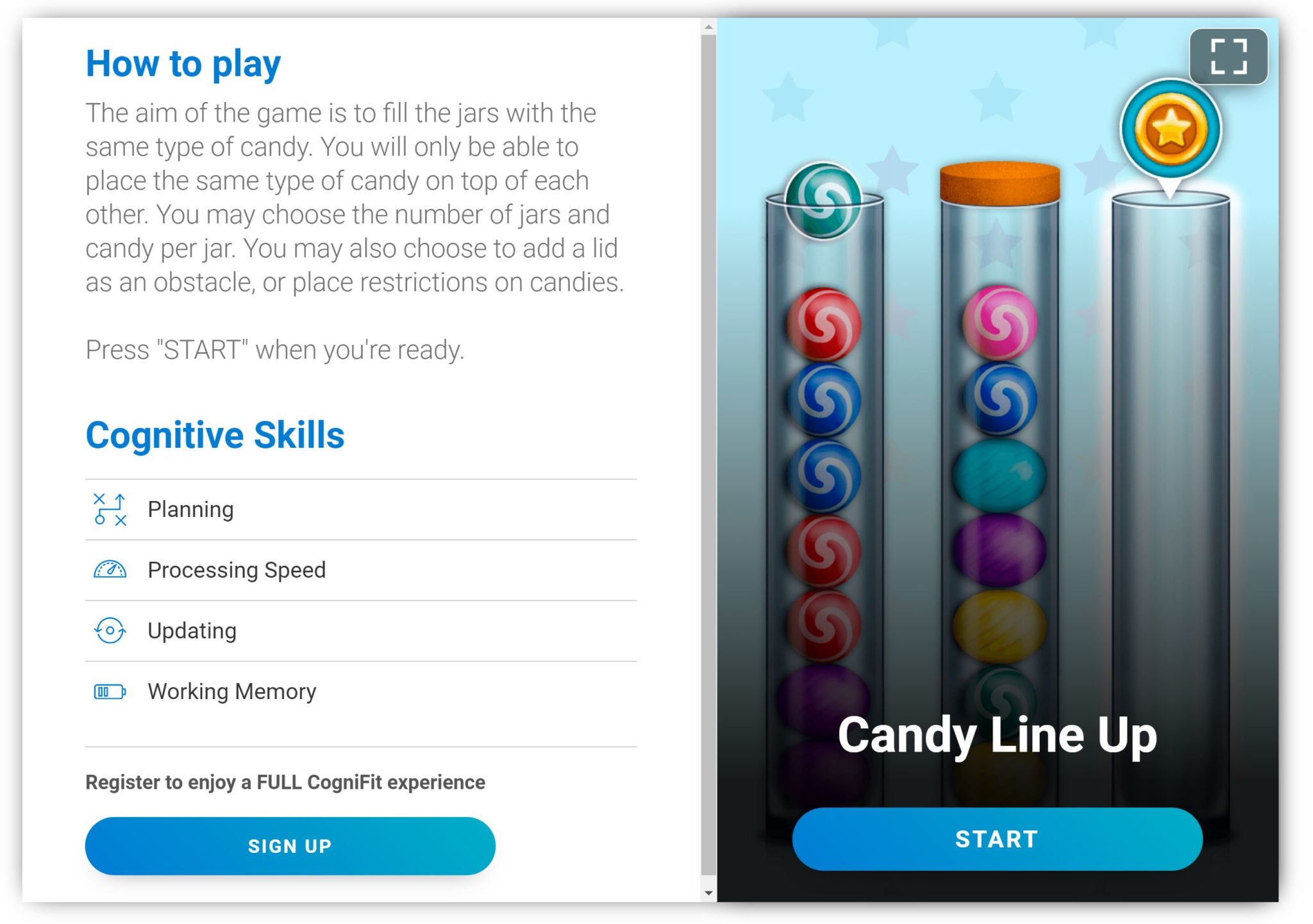 Candy Line Up Instructions